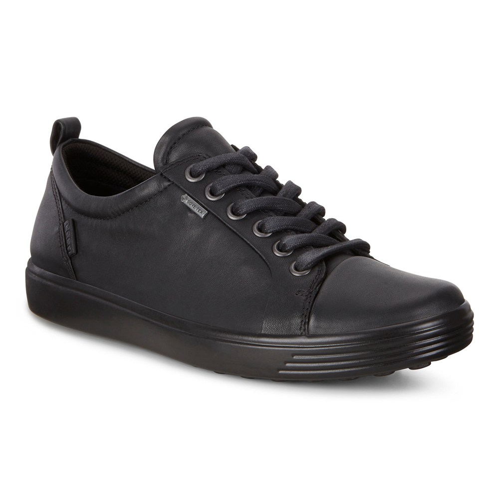 Womens Sneakers - ECCO Soft 7 Gtx Tie - Black - 0647YSZRG
